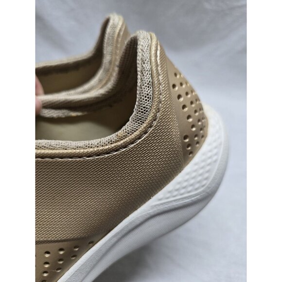Crocs Lite Ride Pacer Perforated Champagne Sneakers Women’s Sz 8 Comfort Shoes - Picture 12 of 16